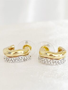 LOVISA Gold and Silver Plated Stud Earrings with Crystal Embellishment